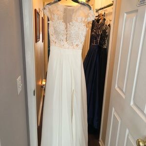 White Dress with Floral Accents